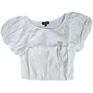 J. Crew Fitted puff-sleeve‎ top in White 8 NWT